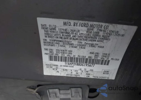 2013 Ford Taurus Limited из США, поврежденный, VIN 1FAHP2F88DG195677